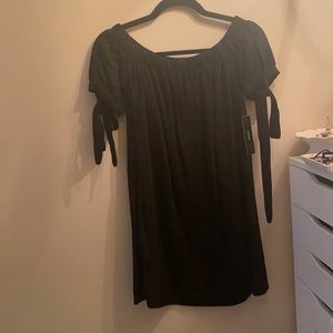black lulus off the shoulder dress, bows on each shoulder. BRAND NEW WITH TAGS.